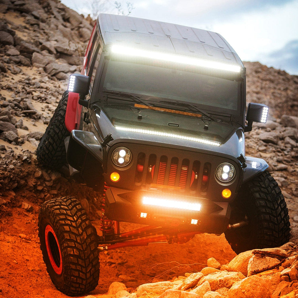 LED Light Bar 12Inch Amber 300W Triple Row Led Light Bar with 16AWG 5Pin Rocker Switch Wiring Harness Kit 1 Lead