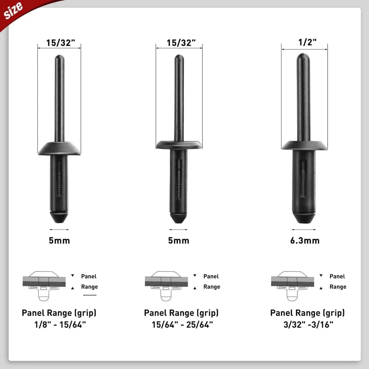 retainer clips 115 Pcs Pop Rivet Assortment