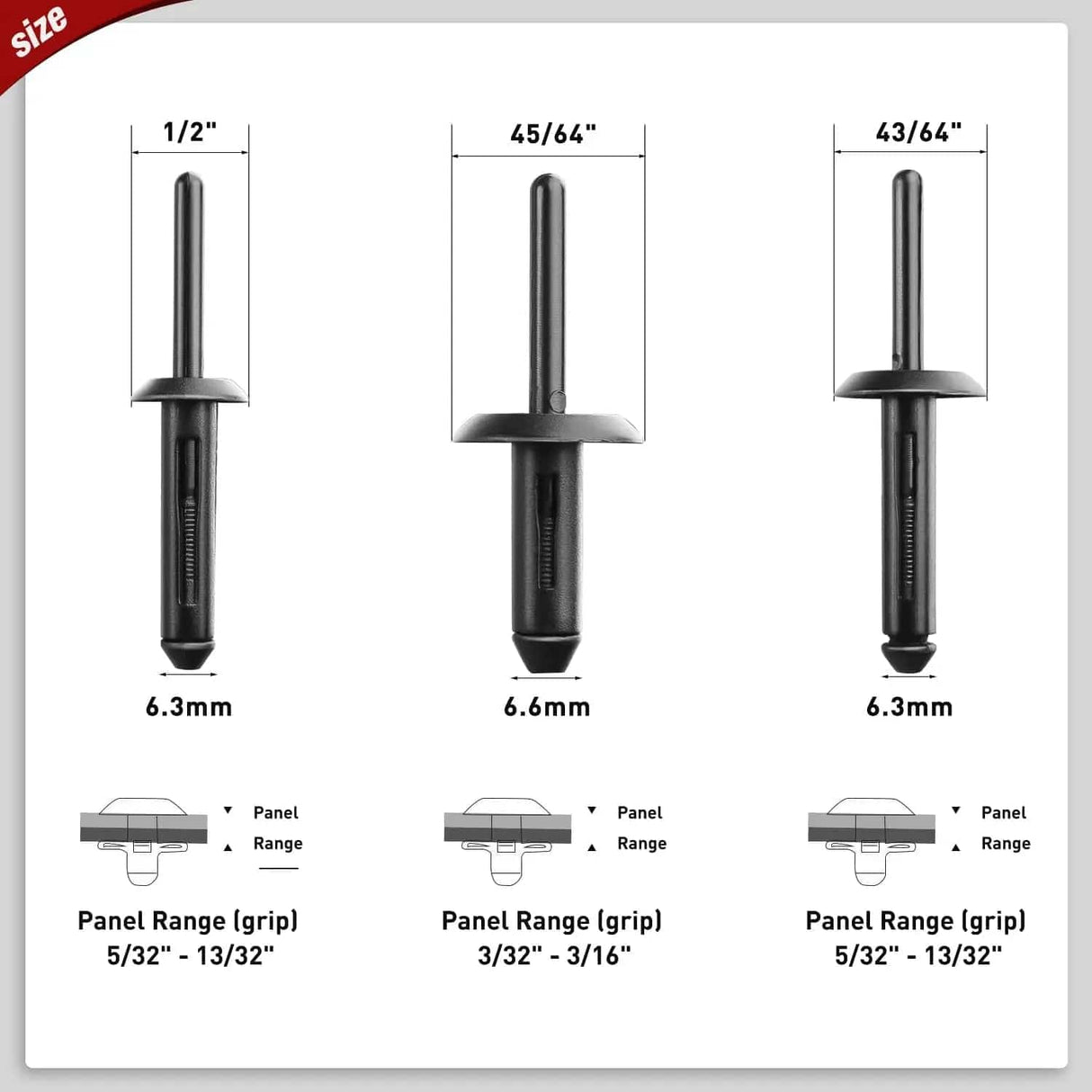 retainer clips 115 Pcs Pop Rivet Assortment