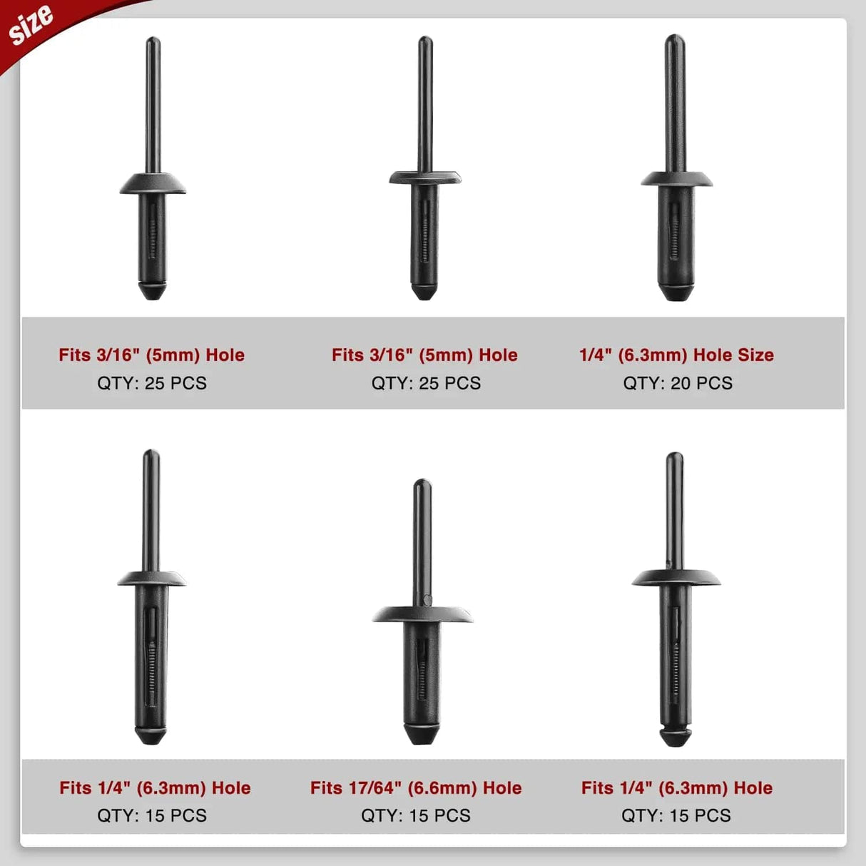 retainer clips 115 Pcs Pop Rivet Assortment