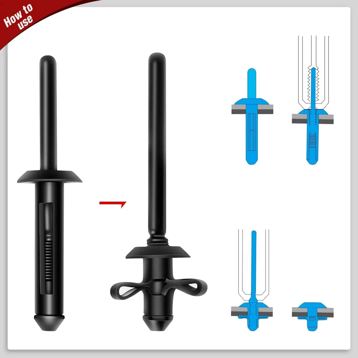 retainer clips 115 Pcs Pop Rivet Assortment