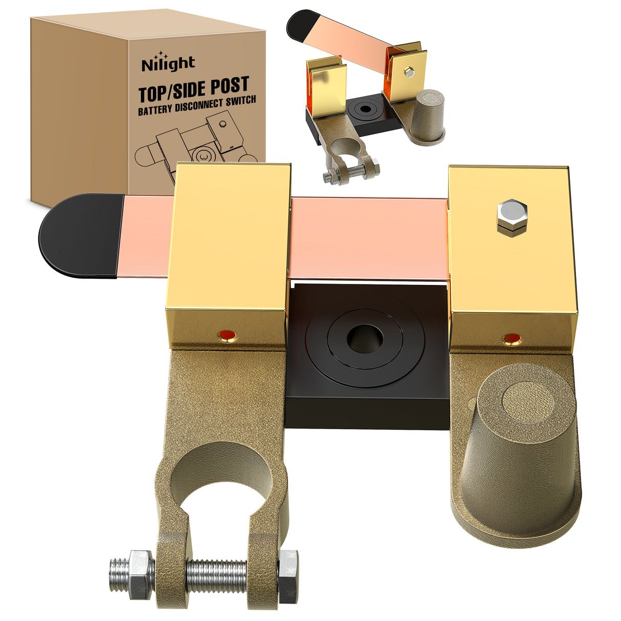 Nilight Top & Side Post Adjustable Knife Blade Master Kill Switch 12V 24V 250A Battery Negative Disconnect Shut Off Kill Power Isolator for Car Truck Marine RV Vehicle and Electrical Equipment