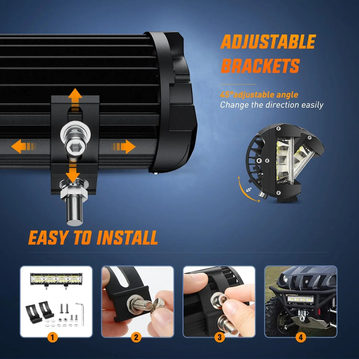 12 Inch 270W Side Shooter Triple Row Spot/Flood LED Light Bars Nilight