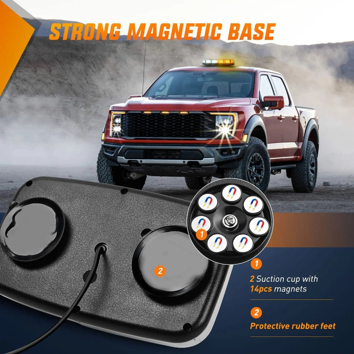 Roof Top strobe light 12 Inch 48 Leds Roof Top Amber White Emergency Strobe Light