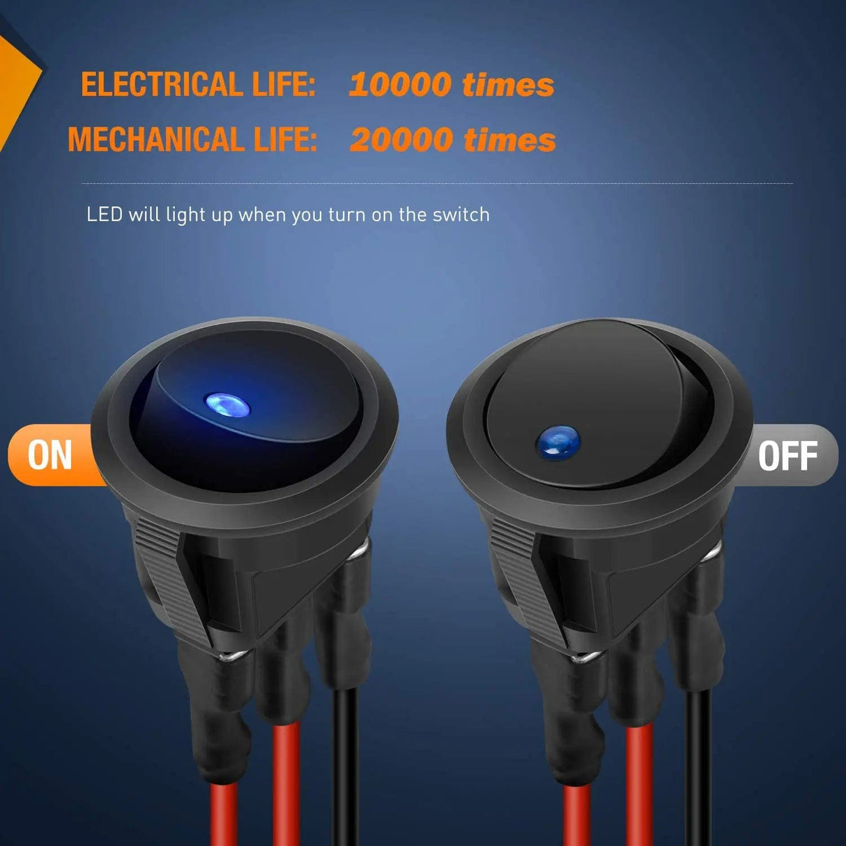 Rocker Switch 12Pcs 12V 20A Round Toggle LED Switch With Wires