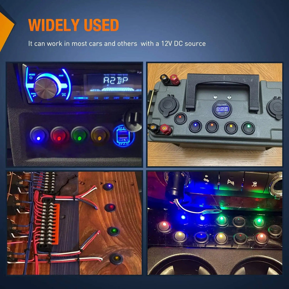 Rocker Switch 12Pcs 12V 20A Round Toggle LED Switch With Wires