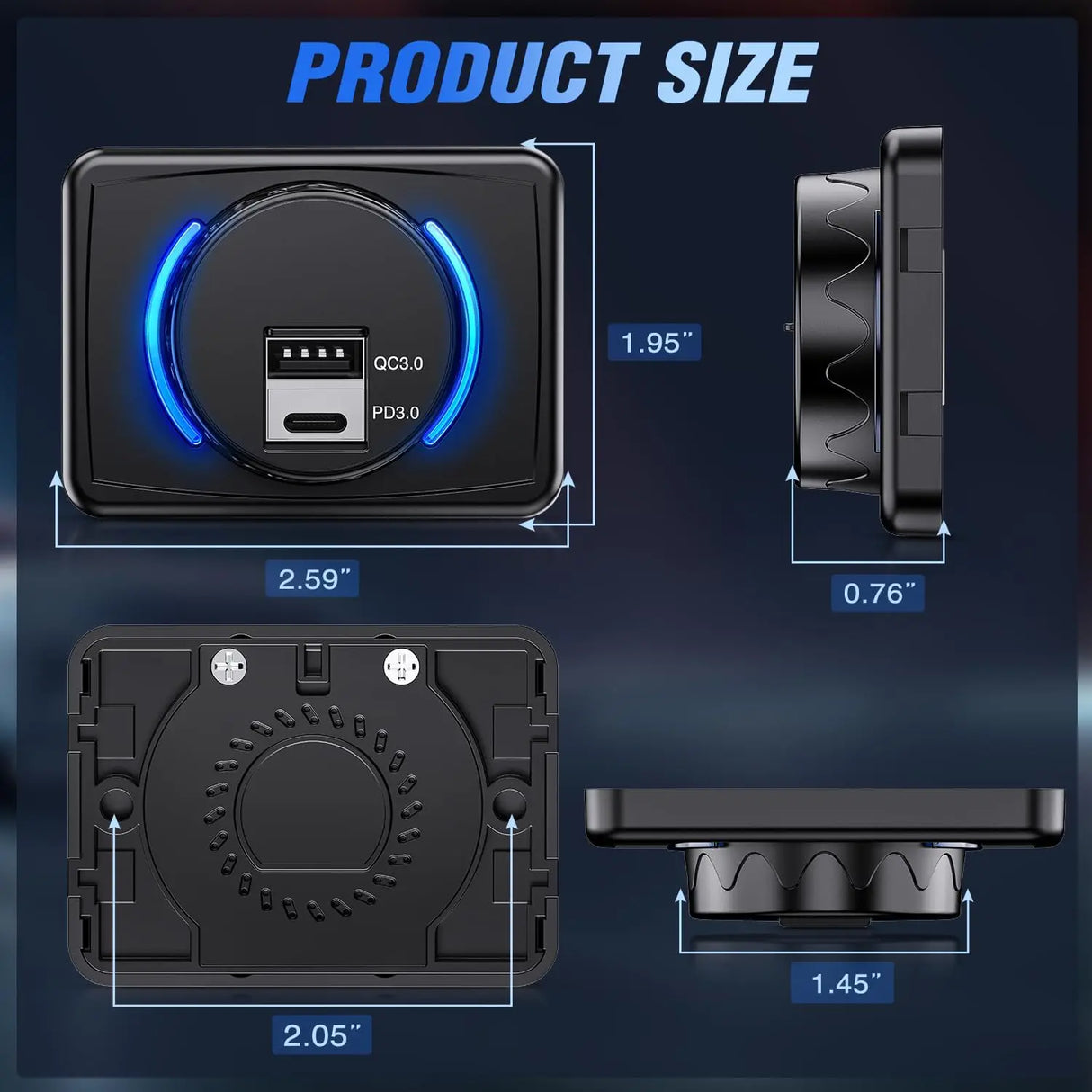 12V 24V PD Type C USB Charger 3A Car Outlet Nilight