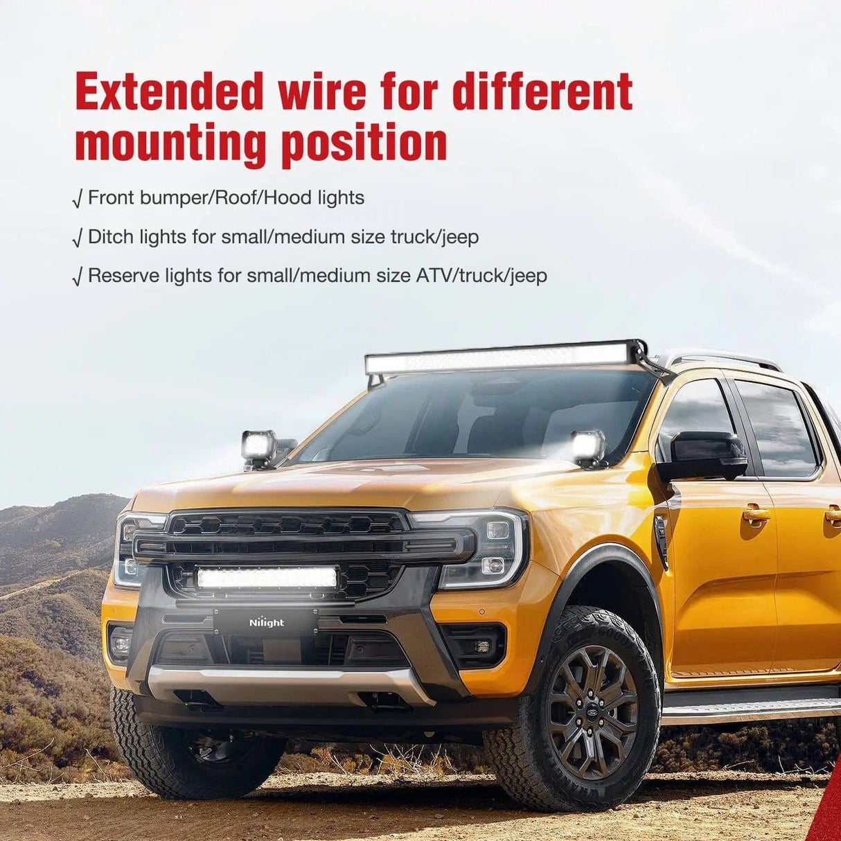 Wiring Harness Kit 16AWG Wire Harness 15FT Kit 2 Leads W/ 12V 3Pin Switch | 3 Fuses | 4 Spade Connectors