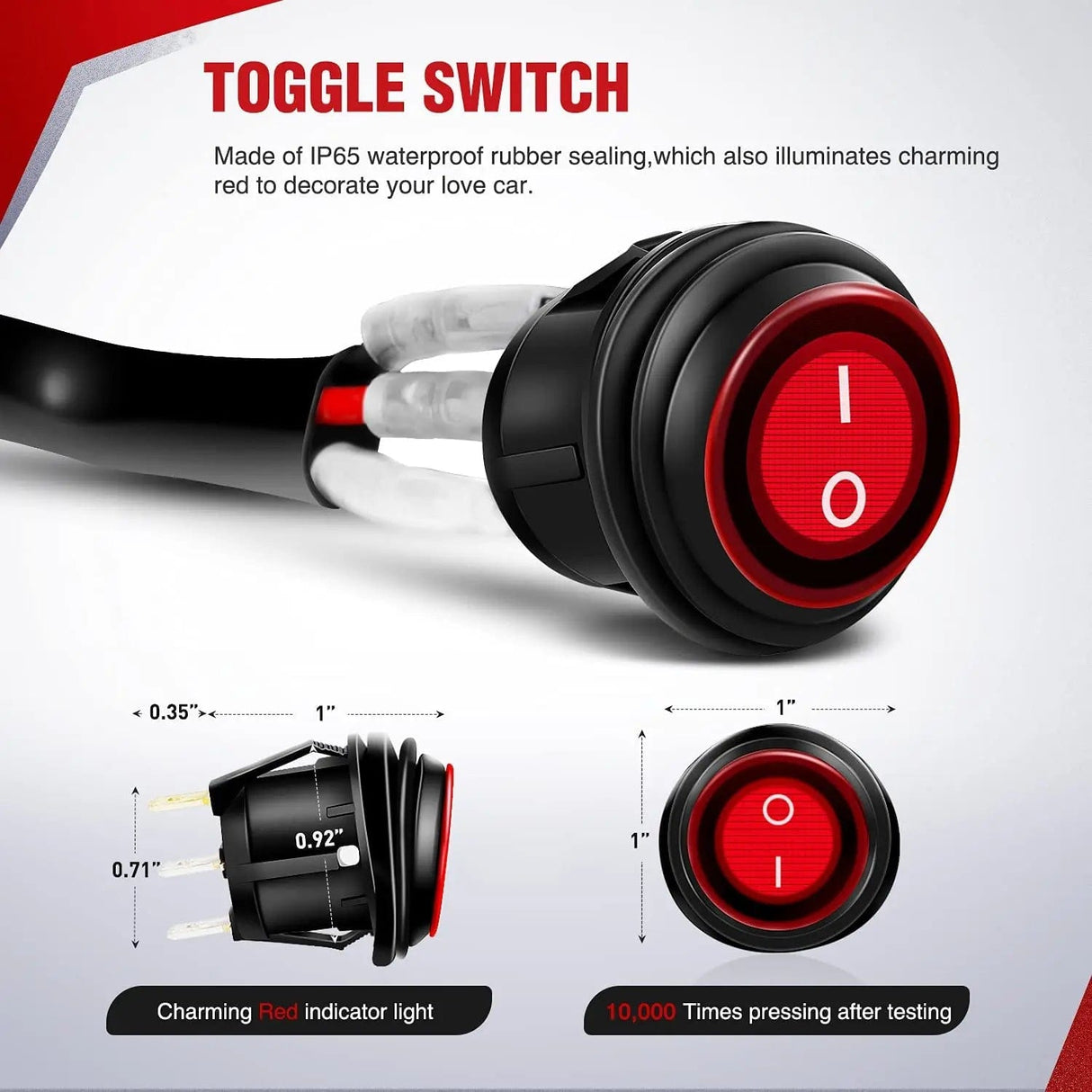Wiring Harness Kit 16AWG Wire Harness 15FT Kit 2 Leads W/ 12V 3Pin Switch | 3 Fuses | 4 Spade Connectors