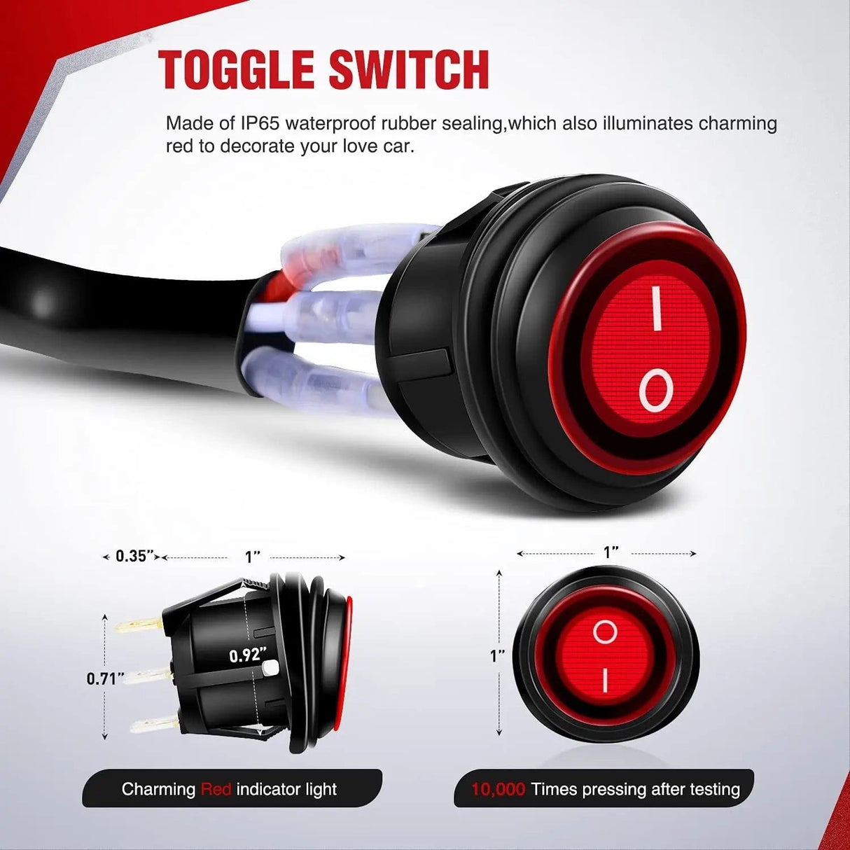 Wiring Harness Kit 14AWG Wire Harness Kit 2 Leads W/ 12V 3Pin Switch | 3 Fuses | 4 Spade Connectors