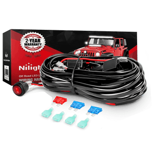 Wiring Harness Kit 16AWG Wire Harness 10FT PVC Kit 2 Leads W/ 12V 3Pin Switch | 3 Fuses | 4 Spade Connectors