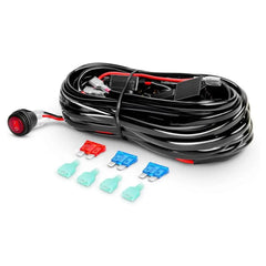 16AWG Wire Harness Crimp Chassis Mount Kit 2 Leads W/ 12V 3Pin Switch | 3 Fuses | 4 Spade Connectors