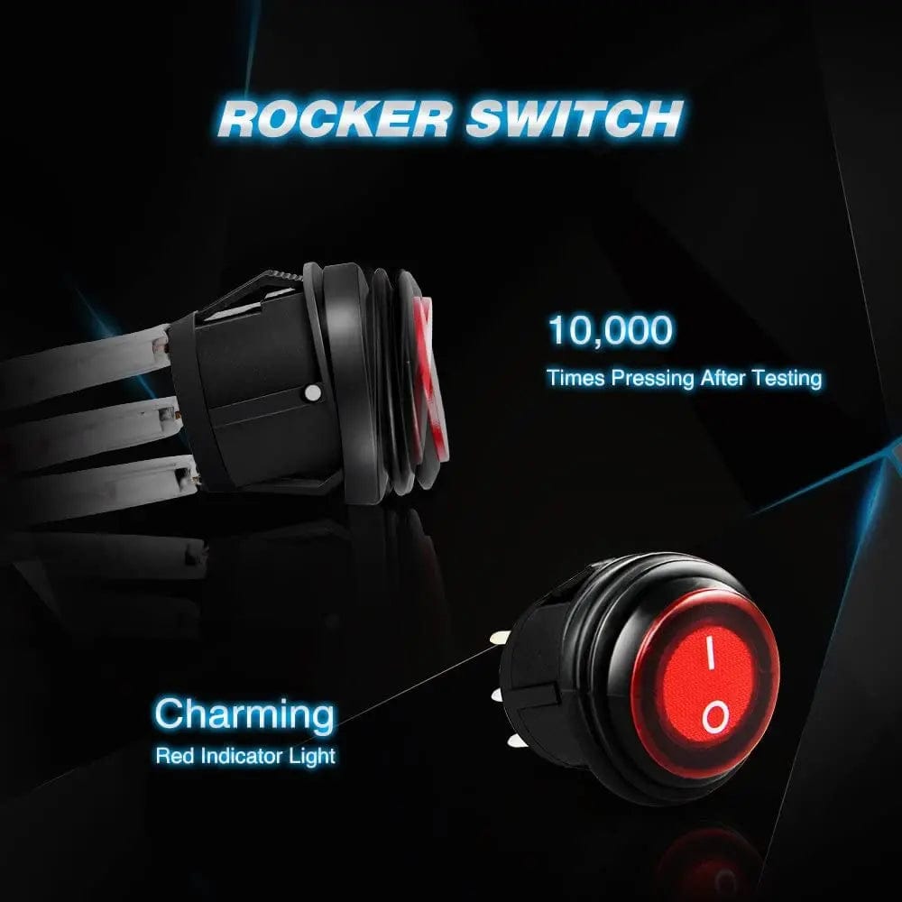 Wiring Harness Kit 16AWG Wire Harness 12FT Kit 2 Leads W/ 12V 3Pin Switch | 3 Fuses | 4 Spade Connectors