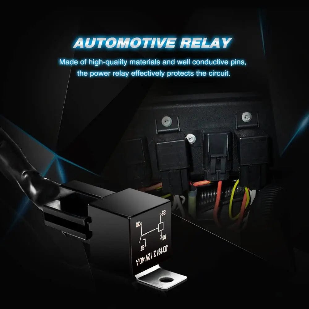 Wiring Harness Kit 16AWG Wire Harness 12FT Kit 2 Leads W/ 12V 3Pin Switch | 3 Fuses | 4 Spade Connectors