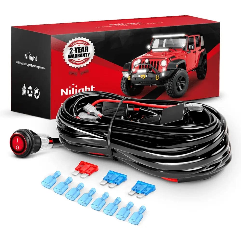 Wiring Harness Kit 16AWG Wire Harness Kit 4 Leads W/ 12V 3Pin Switch | 3 Fuses | 8 Spade Connectors