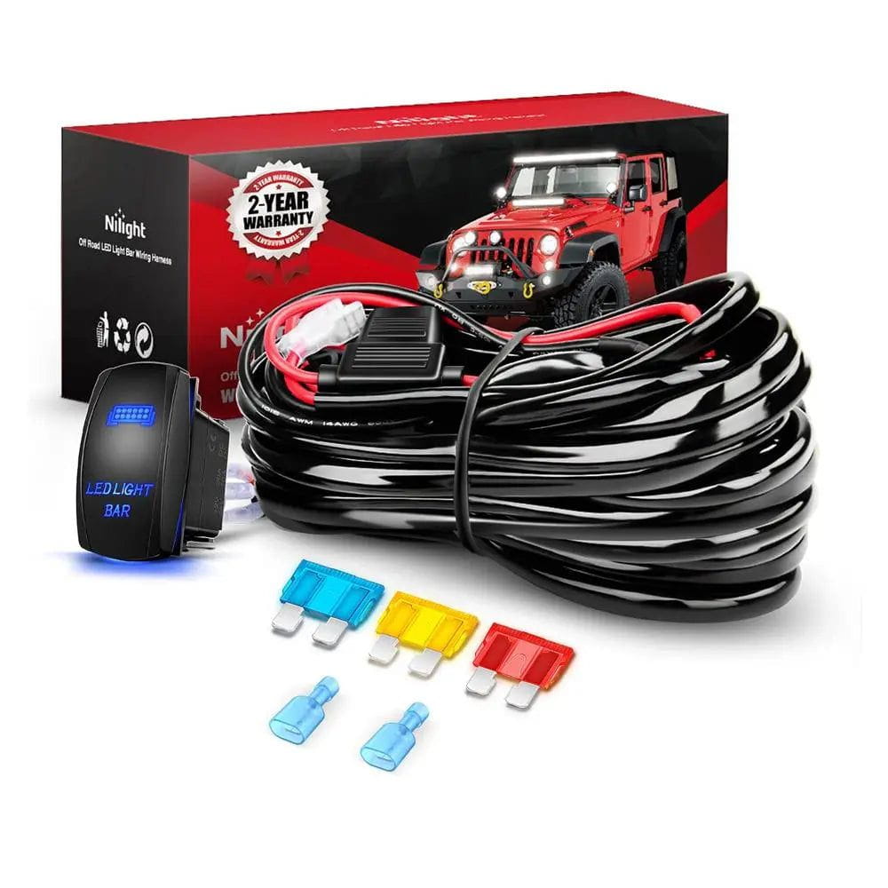 Wiring Harness Kit 14AWG Wire Harness Kit 1 Lead W/ 12V 5Pin Switch | 3 Fuses | 2 Spade Connectors