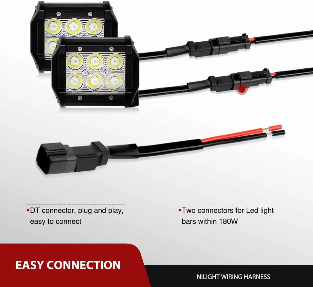 Wiring Harness Kit 14AWG 11.5FT DT Connector Wire Harness Kit 2 Leads W/ 12V On-Off Switch