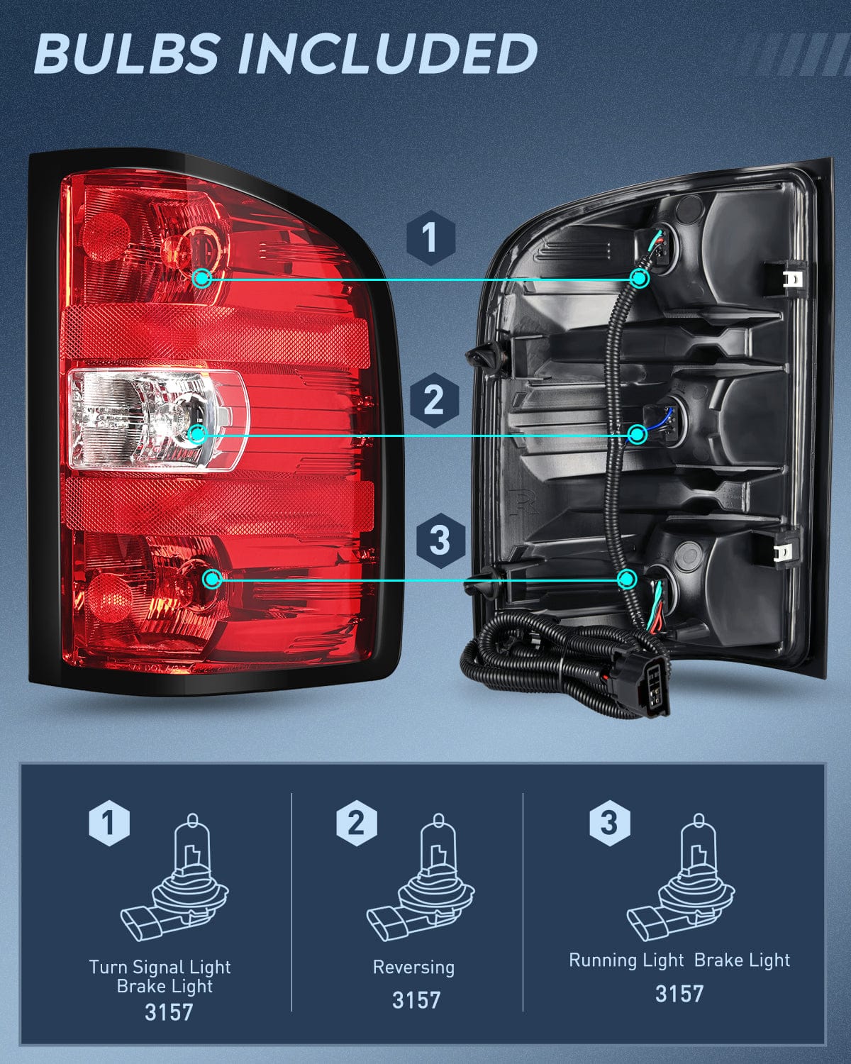 Headlight Assembly Headlight and Taillight Assembly Compatible with 2007 2008 2009 2010 2011 2012 2013 Silverado 1500 2007-2014 Silverado 2500HD 3500HD Black Housing Amber Reflector with Red Housing Tail Light