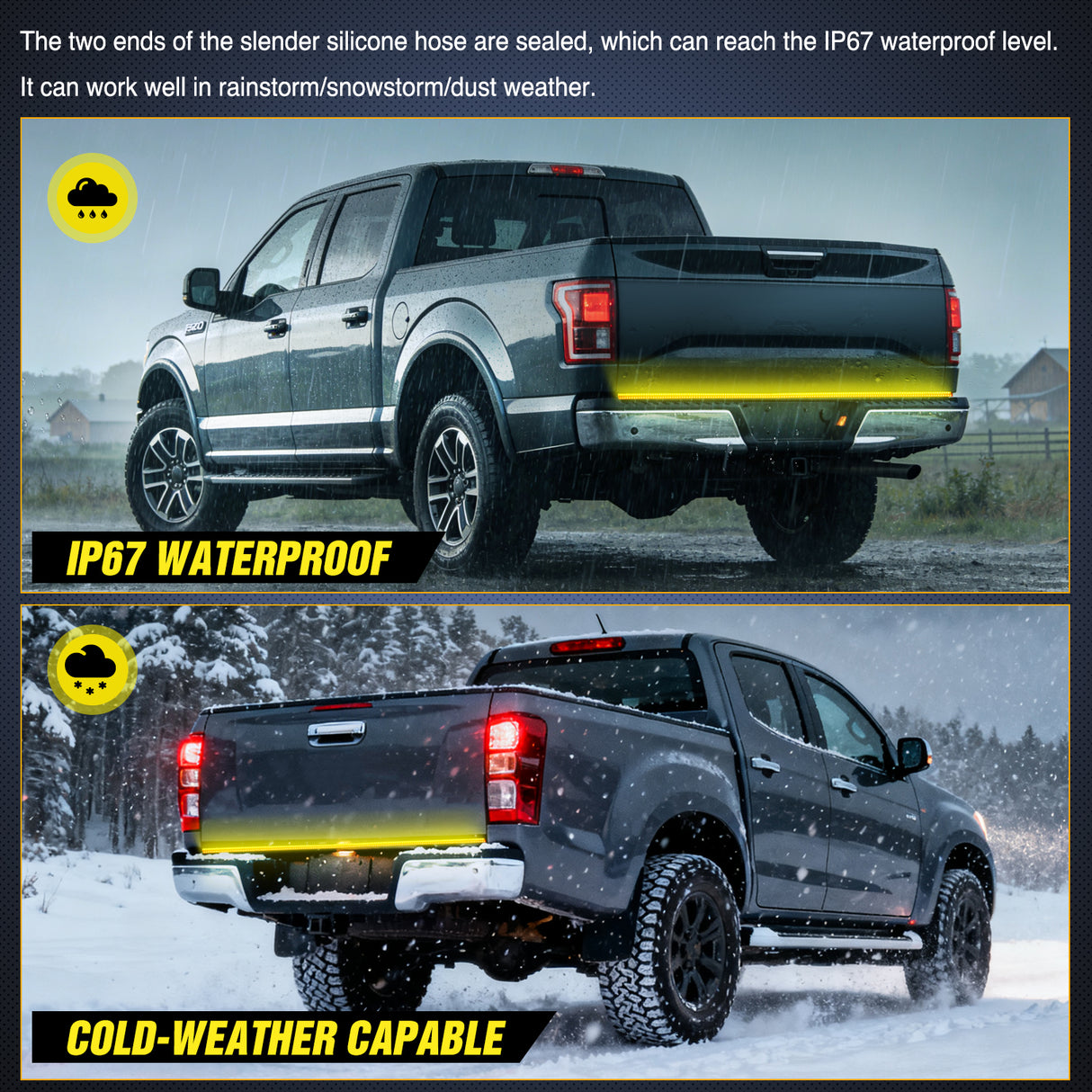 48 Inch 360Leds Red White Amber Triple Row LED Tailgate Light Strip