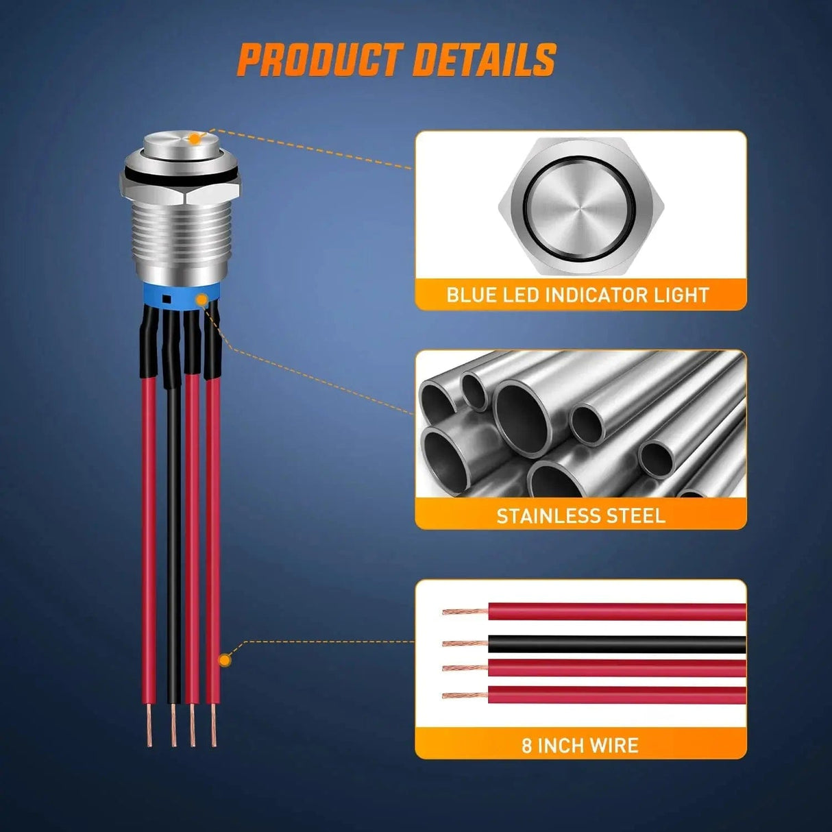 Rocker Switch 12mm 12V Waterproof ON Off Latching Push Button Switch