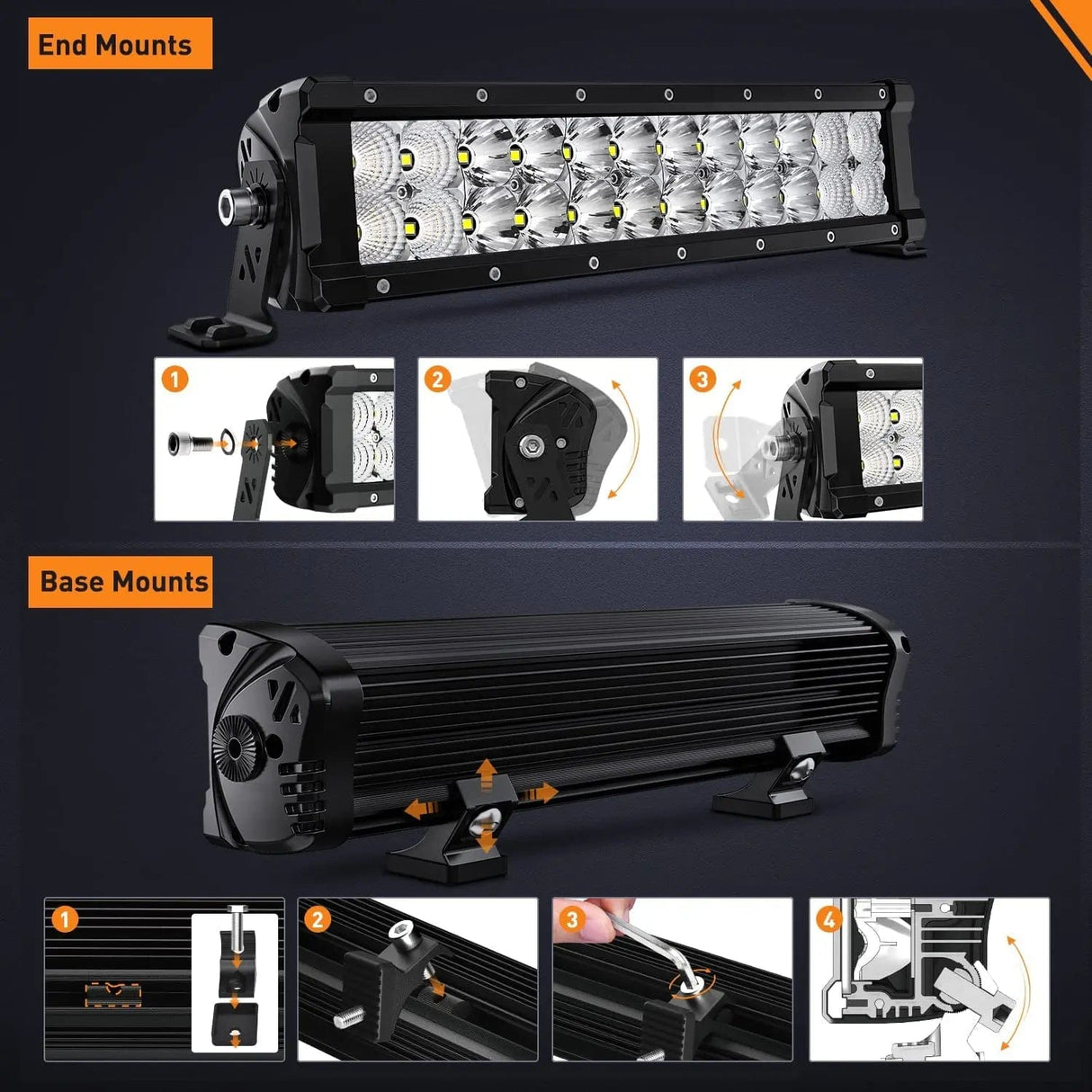 LED Light Bar 13.5 Inch 120W 14400LM Double Row Osram P8-5W Chips Spot Flood Led Light Bar