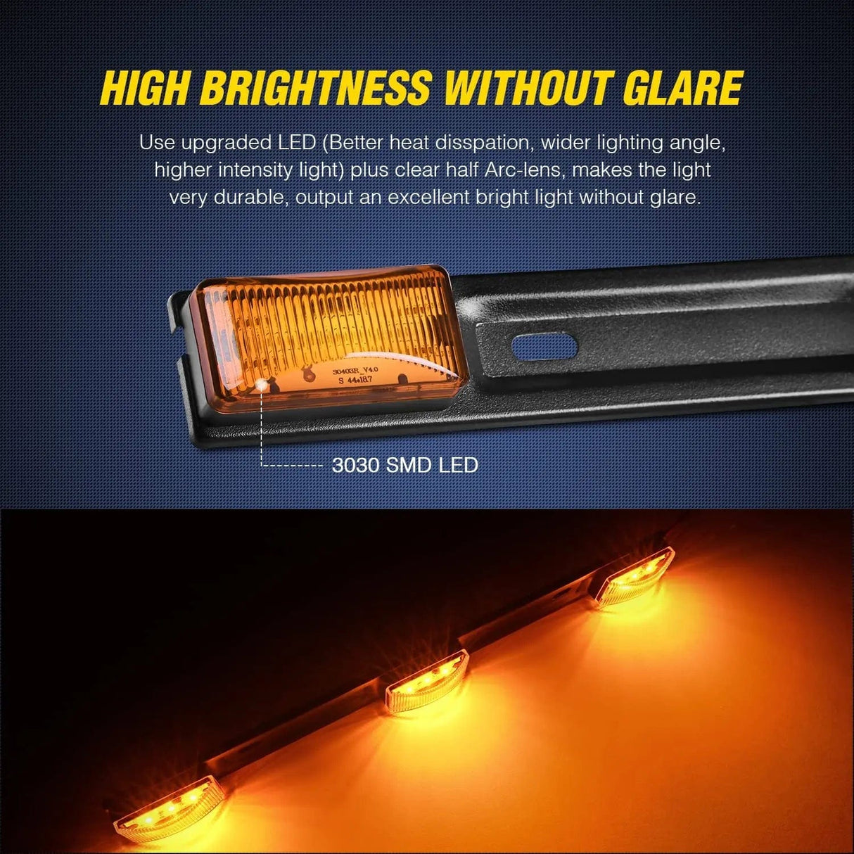 LED ID Bars 14 Inch 9 LEDs Amber Trailer Light ID Bar