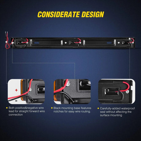 LED ID Bars 14 Inch 9 LEDs Amber Trailer Light ID Bar