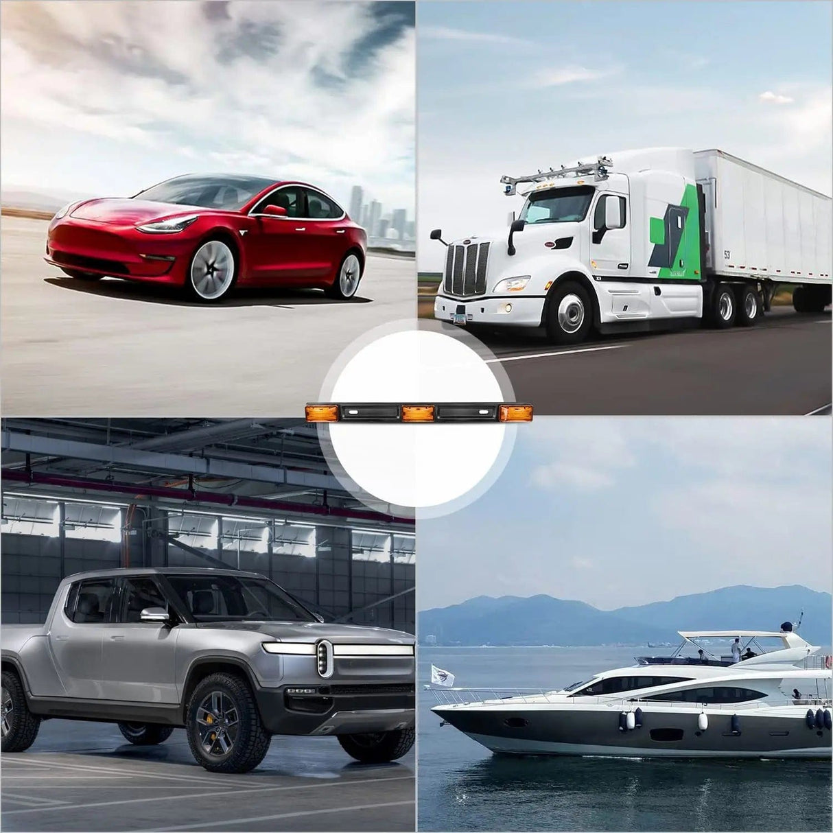 LED ID Bars 14 Inch 9 LEDs Amber Trailer Light ID Bar