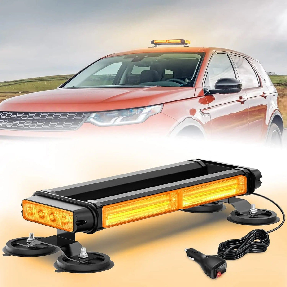 led strobe light 14.5 Inch Amber COB LED Strobe Rooftop Flashing Magnetic Light Bar