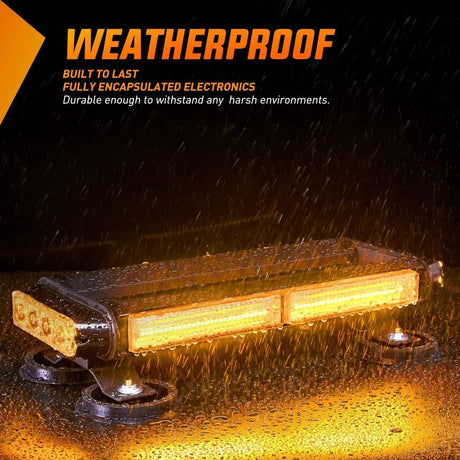 led strobe light 14.5 Inch Amber COB LED Strobe Rooftop Flashing Magnetic Light Bar