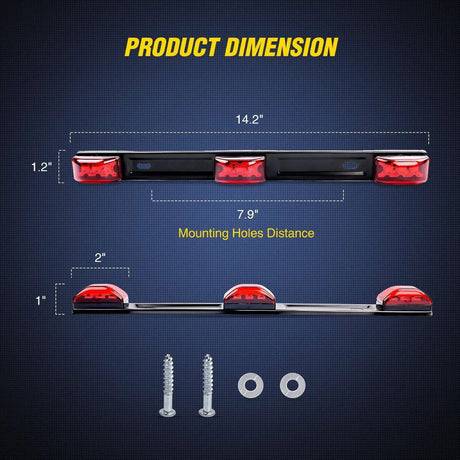 Trailer Light 14" 9 LEDs Red Trailer Light ID Bar