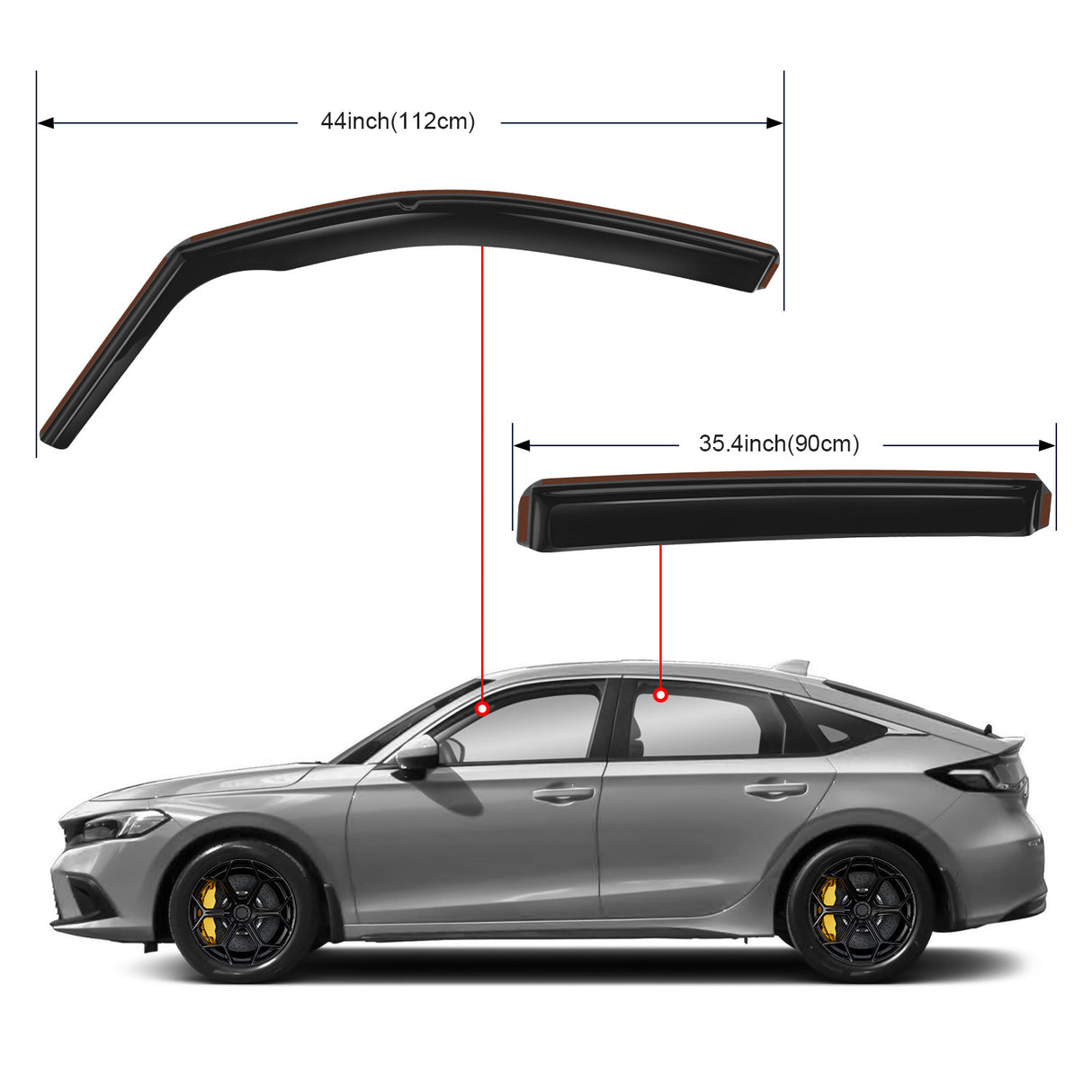 Rain Guards for Honda Civic Hatchback HB LX Sport Touring EX-L 2022 2023 2024 Window Deflectors, Vent Window Visors-4pcs