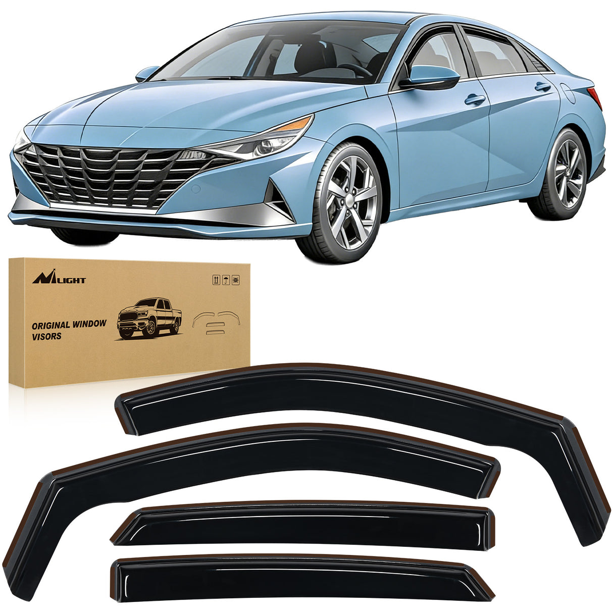 Rain Guards for Hyundai Elantra 2021 2022 2023 2024 2025, Vent Window Visors, Original Window Deflectors-4PCS