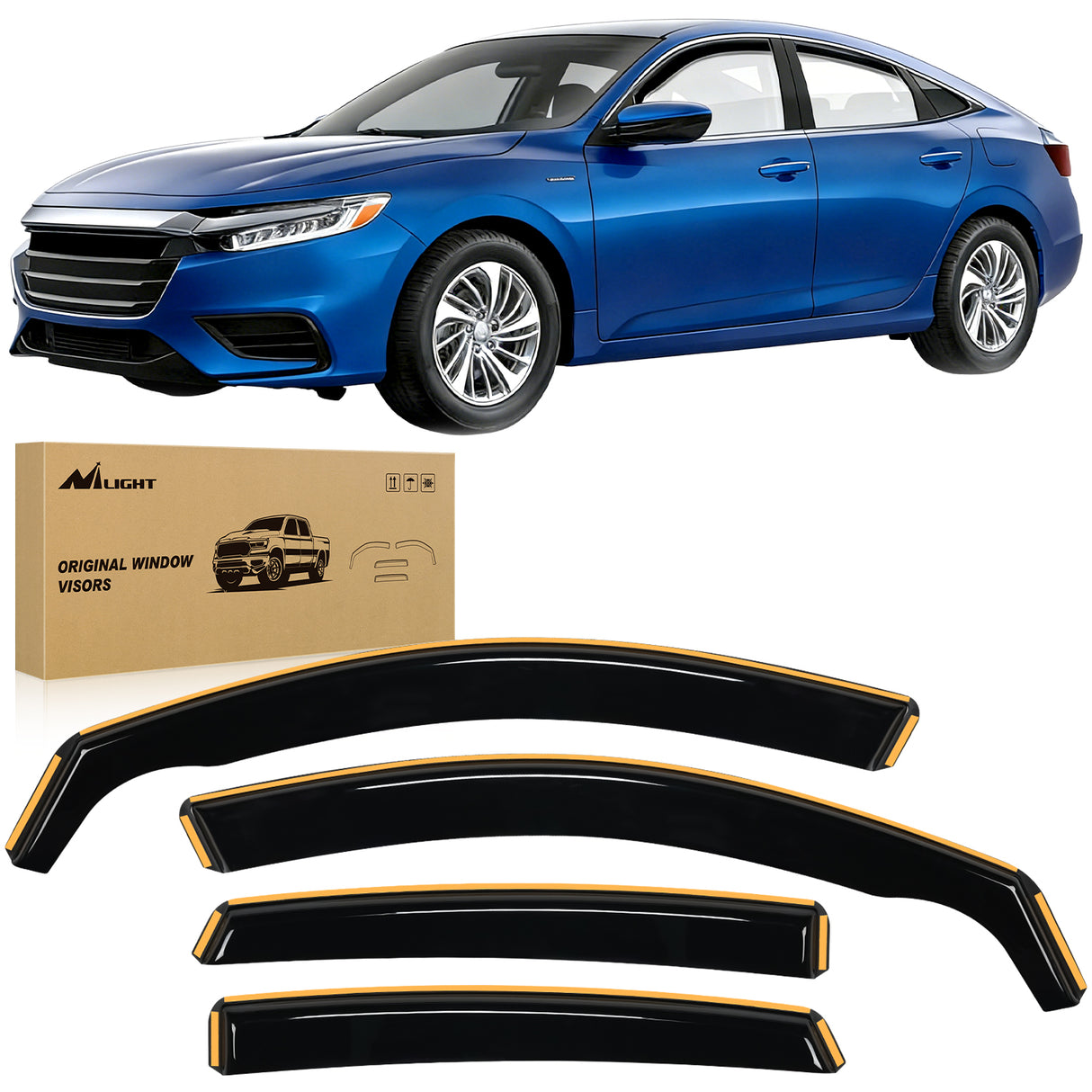 2018 2019 2020 2021 2022 2023 Honda Accord Rain Guards Acrylic 4Pcs