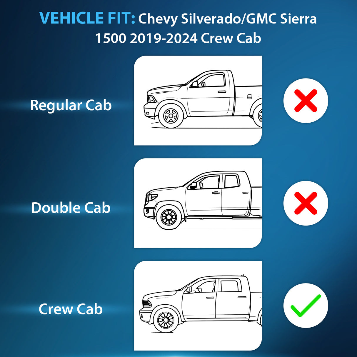 2019 2020 2021 2022 2023 2024 Chevy Silverado 1500 Crew Cab/GMC Sierra 1500 Crew Cab Rain Guards Acrylic 4Pcs