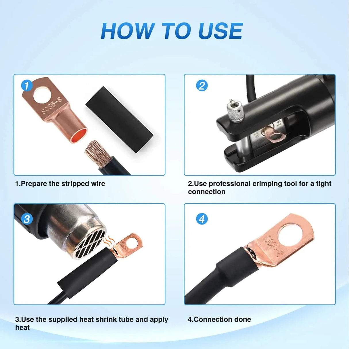 Accessories 150Pcs Copper Wire Lugs and Heat Shrink Tubing | 80Pcs Heat shrink Tube