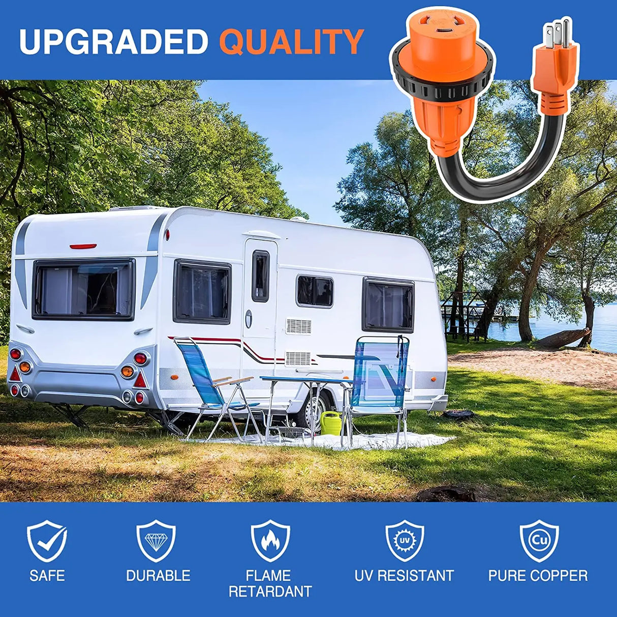 15Amp to 30Amp RV Locking Adapter Cord Nilight