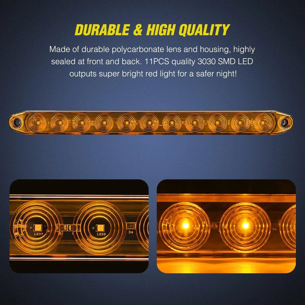 LED ID Bars 16 Inch 11 LEDs Amber Trailer Light Bar (Pair)