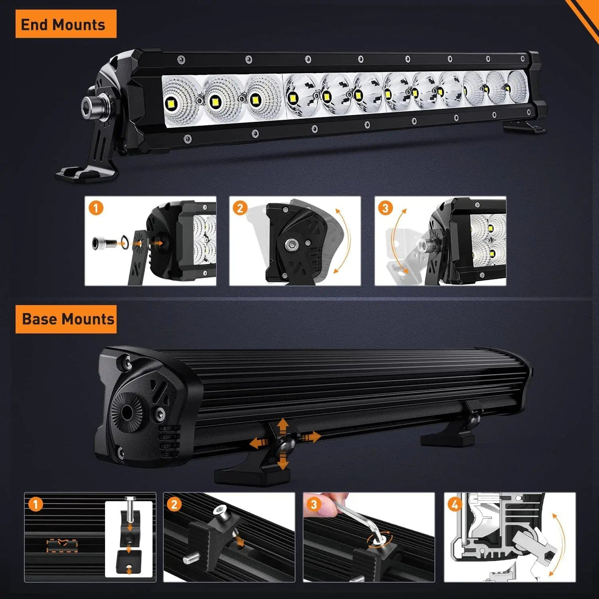 LED Light Bar 16 Inch 60W 7200LM Slim Spot Flood Osram P8-5W Chips Led Light Bar