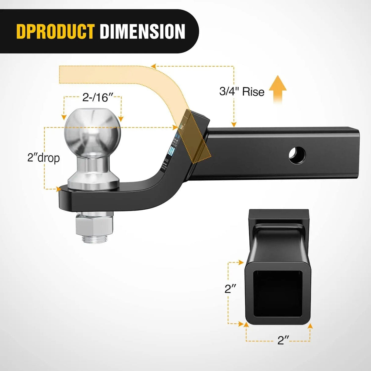 Trailer Hitch Hitch Ball Mount with 2-5/16 Inch Ball (2 Inch Shank, 7500 lbs, 2 Inch Drop)