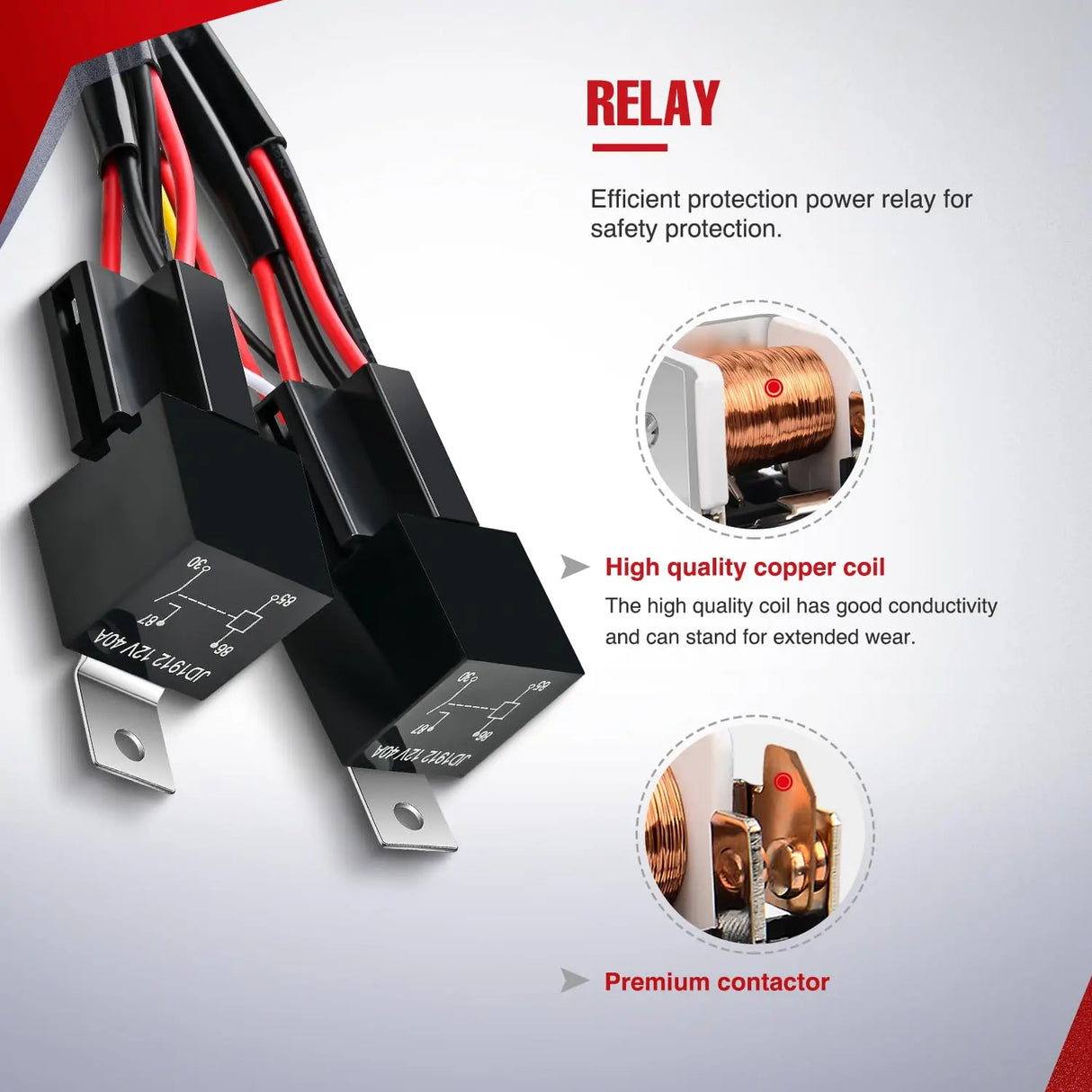 16AWG Wire Harness 4 Leads W/ 2 Gang Rocker Switch | 6 Fuses | 8 Spade Connectors Nilight