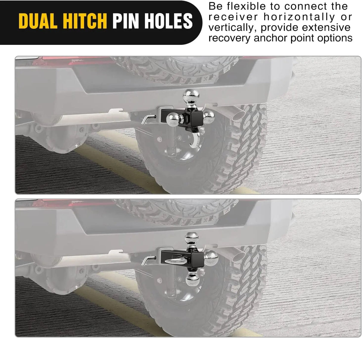 Trailer Hitch Hitch Ball Mount, 1-7/8in, 2in, 2-5/16in Balls and Tow Hook (2in Shank, 10000 lbs)