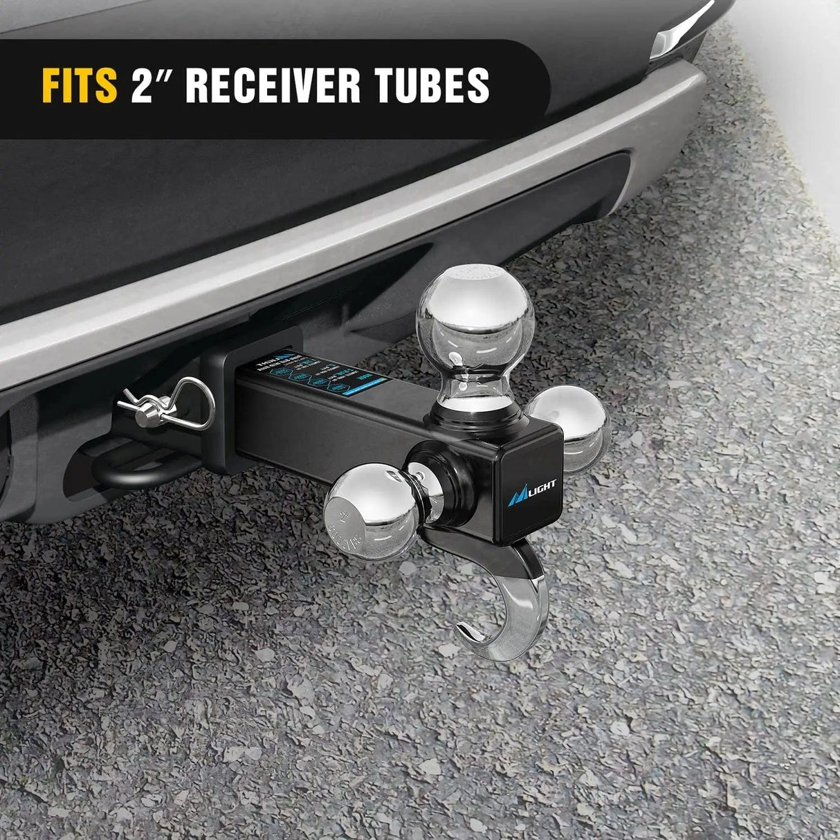 Trailer Hitch Hitch Ball Mount, 1-7/8in, 2in, 2-5/16in Balls and Tow Hook (2in Shank, 10000 lbs)