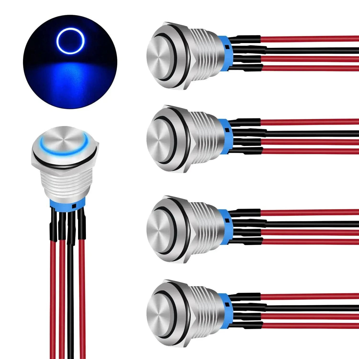 12V 16mm Waterproof Momentary Push Button Switch – Metal, Brass, For Horn/Start – 2A