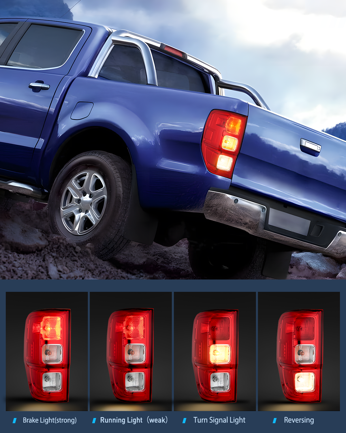 Nilight Taillight Assembly Compatible with Ford Ranger XL 2019 2020 2021 2022 2023 Rear Tail Light Lamp Replacement OE Style LED and halogen bulbs Driver Side