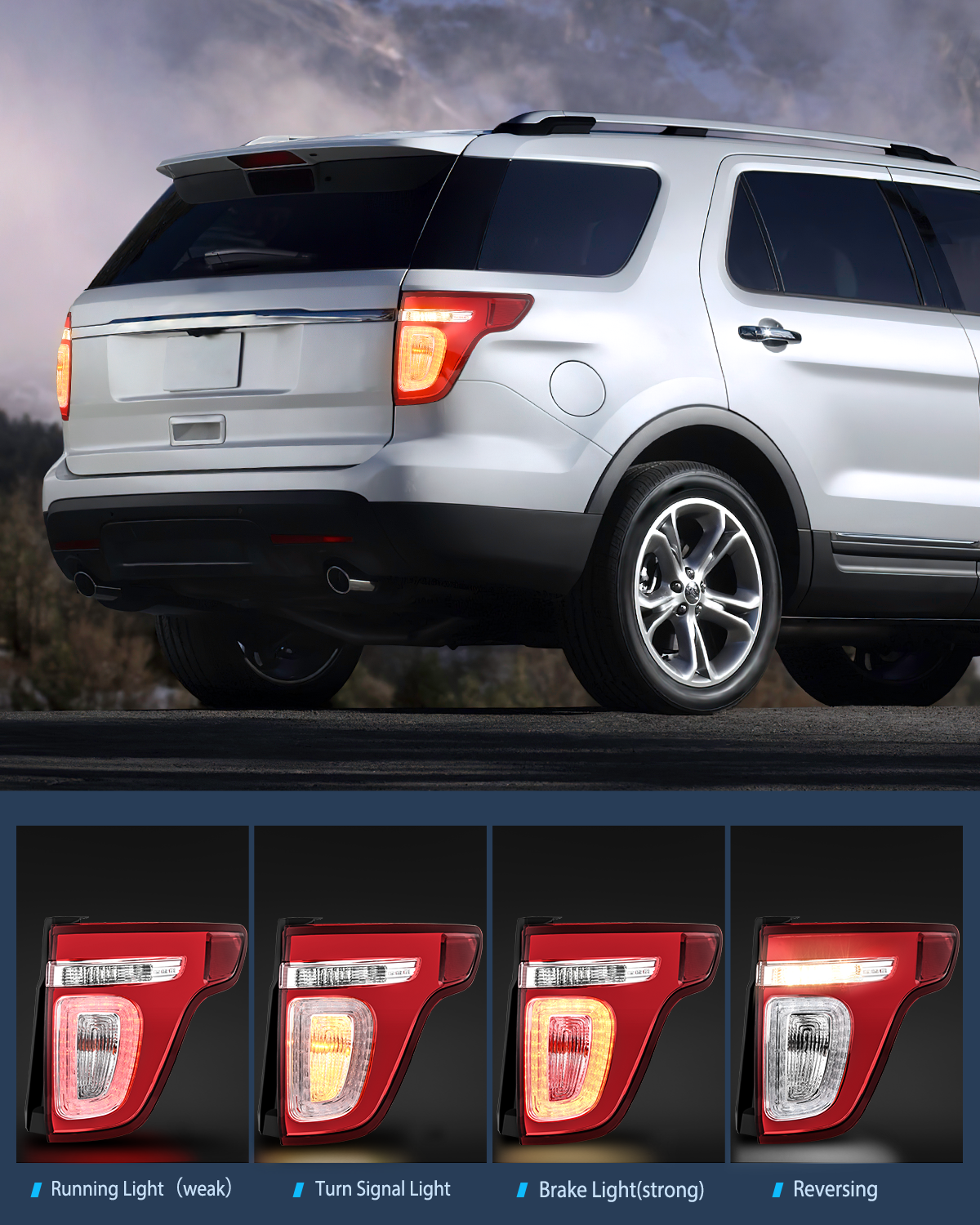 Nilight Taillight Assembly Compatible with 2011 2012 2013 2014 2015 Ford Explorer Rear Lamp Replacement OE Style LED and halogen bulbs Passenger Side