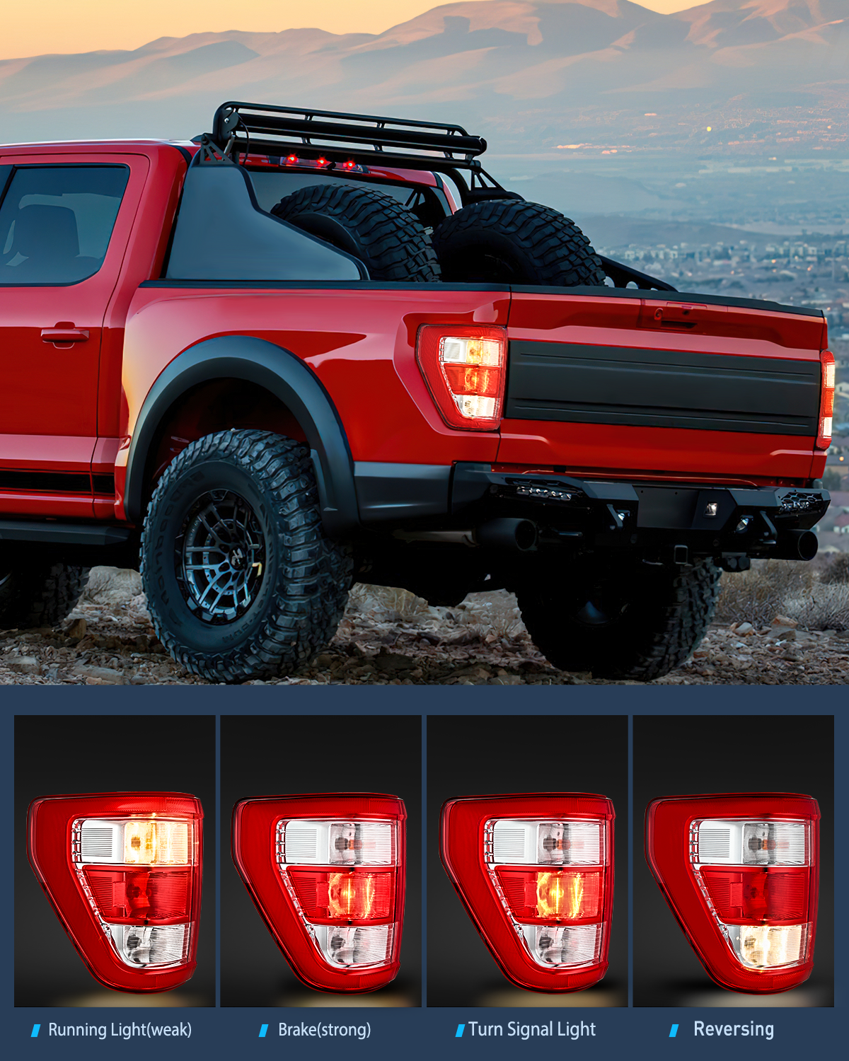 Nilight Taillight Assembly Compatible with 2021 2022 2023 Ford F150 XL Non Blind Spot Tail Light Model Rear Lamp Replacement OE Style halogen bulbs Driver and Passenger Side