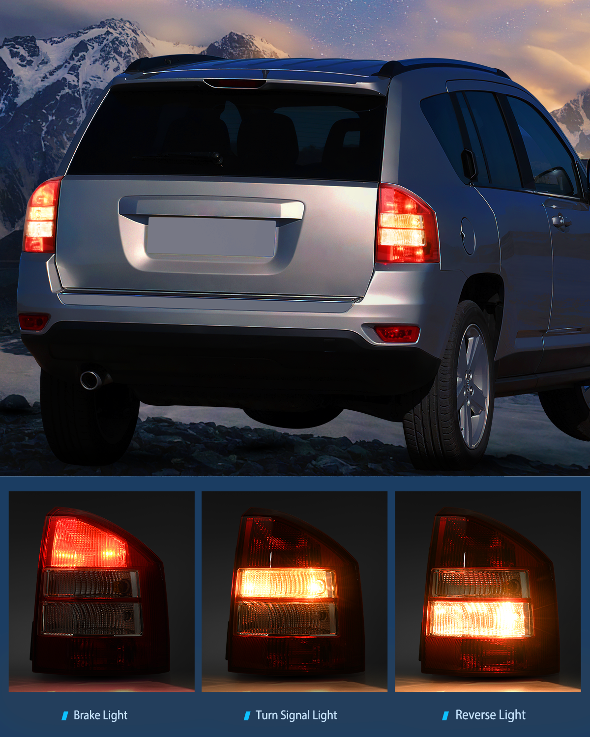 Nilight Taillight Assembly Compatible with 2007 2008 2009 2010 Jeep Compass Tail Light OE Style Rear Lamp Replacement Passenger Side