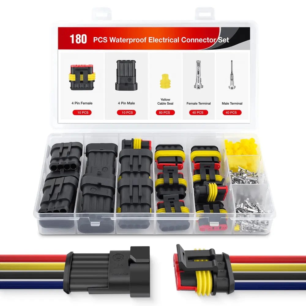 Wiring Harness Kit 180PCS 4 Pin Electrical Connector Plug Male Female Terminal Wire Connector