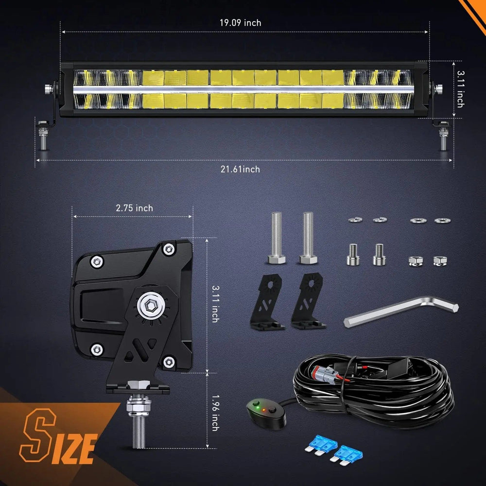 Motor Vehicle Lighting 19 Inch 150W 15500LM Anti-Glare Spot Flood LED Light Bar | 16AWG DT Wire